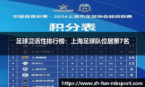 足球灵活性排行榜：上海足球队位居第7名